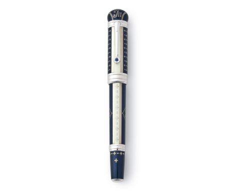 Y&nbspMONTBLANC, PATRON OF ARTS, JOSEPH II, 888 A LIMITED EDITION FOUNTAIN PEN, NO. 289/888, 2012 Cap and Barrel: Blue and wh