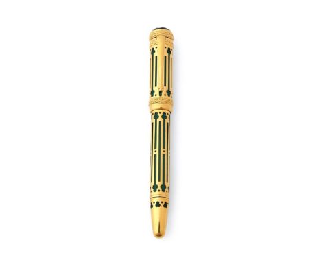 MONTBLANC, PATRON OF ARTS, PETER THE GREAT, 4810 A LIMITED EDITION FOUNTAIN PEN, NO. 4275/4810, 1997 Cap and Barrel: Green la