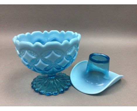 LOT OF ART DECO ITEMS,including three piece hammered pewter tea service, ceramic figure and coloured glass 