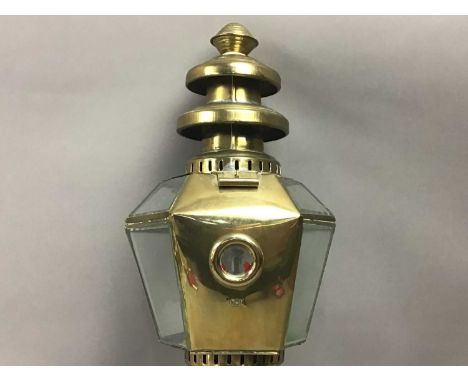 BRASS WALL MOUNTING OIL LAMP,43cm high