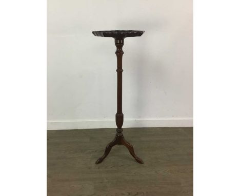 MAHOGANY PLANT STAND,89cm high, along with a fire screen (2)