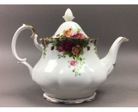 ROYAL ALBERT 'OLD COUNTRY ROSES' PART TEA SERVICE,to include tea pot and cover, sugar bowl, bon bon dish and cover, cream and