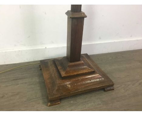 MAHOGANY STANDARD LAMP,along with an oak standard lamp (2)