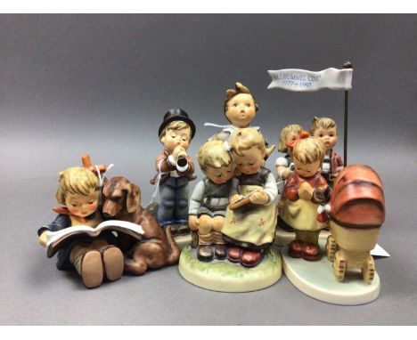 SIX HUMMEL FIGURES,of children reading and playing instruments 