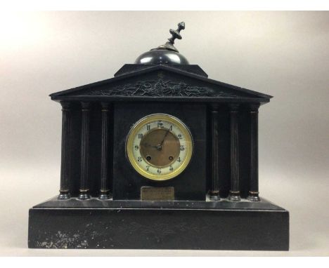 MARBLE MANTEL CLOCK,with plaque which reads 'Presented To A. Moffat By His Companions On The Ocassion Of His Marriage 12-6-07