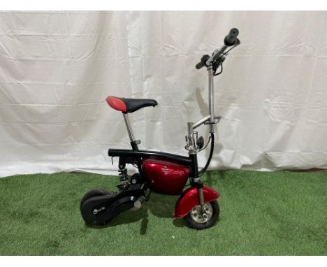 A fun electric bike for kids or adults. Stylish, compact mini electric bike with a 24 Volt battery pack, 8" tires, rear suspe
