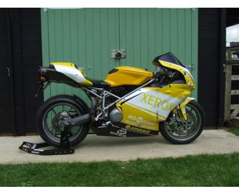 Nicely presented Ducati 749 in striking Zerox livery. Designed by Pierre Terblanche, introduced in 2003 and stayed in product