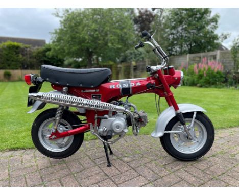 Restored UK-market Honda ST70 Dax. Introduced in 1969 as a slightly larger version of the Monkey Bike and produced until 1981