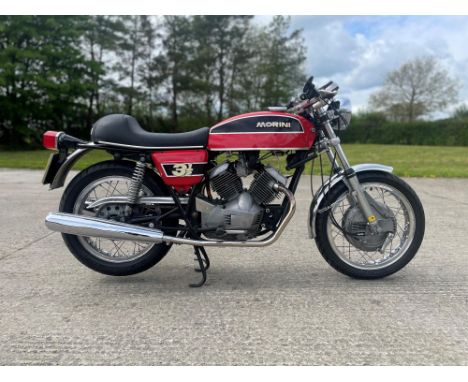 An early example of Moto Morini's 350 Sport with the desirable Grimeca twin front drums. Launched by Moto Morini in 1971 but 