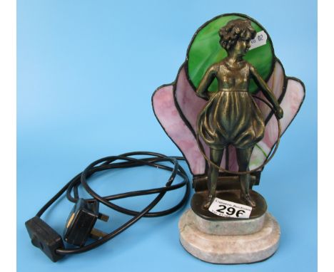 Small Tiffany style figure lamp on marble base