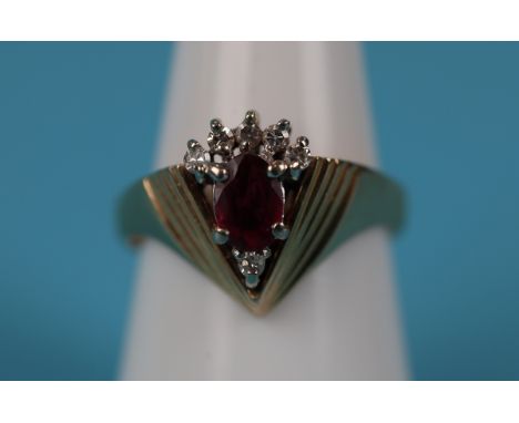 14ct gold ruby &amp; diamond cocktail ring