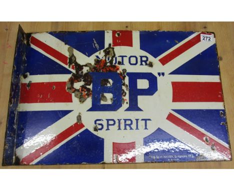 BP Motorspirit double sided enamel sign - Approx size: 61cm x 41cm