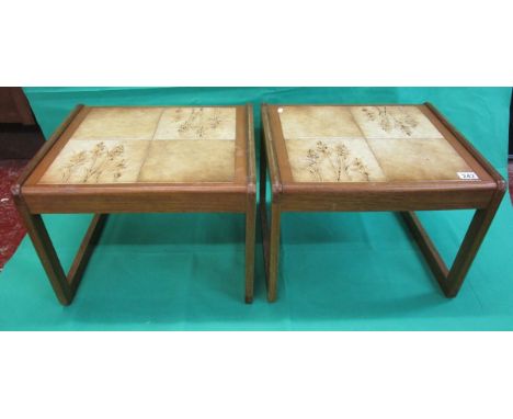 Pair of mid century tile top tables