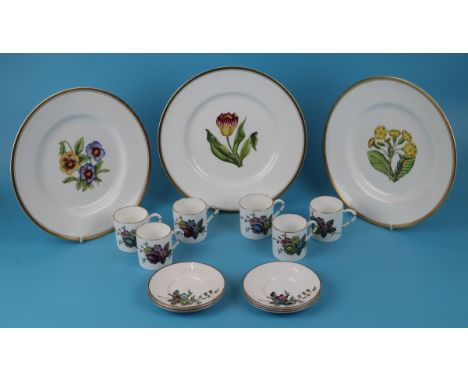 Royal Worcester coffee cans &amp; saucers with 3 Royal Worcester plates