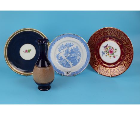 3 Royal Worcester cabinet plates and Royal Doulton vase
