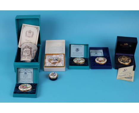 Collection of enamel pill boxes etc
