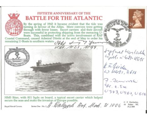 U-boat Commanders signed Battle Atlantic WW2 Navy Cover Admiral Otto Kretschmer C/O U 23 &amp; U 99 / Lt Cdr S Koitschka C/O 