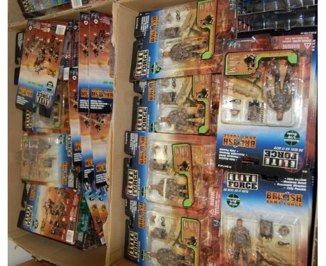 Two boxes containing  a large quantity of loose Elite Force 1/18 scale plastic figures to include British Army, Navy Seals an