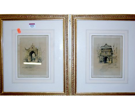 Marjorie Bates - Pair; The Erpingham Gate and Ethelbert Gate, Norwich, monochrome prints