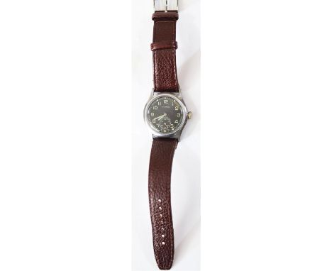 DH marked Civitas wristwatch. Serial D2736107H. Plated case, refinished, 33mm without crown. Fixed bars. Screw caseback, unma