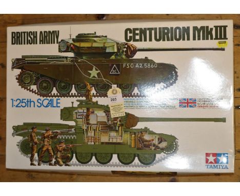 A Tamiya 1:25 scale British Army Centurion Tank Mk111. (30614/4500). Unmade, as new boxed, contents still sealed with instruc