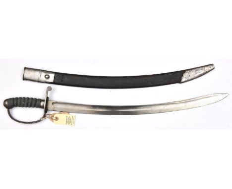 A mid Vic sidearm of the West Riding Constabulary, curved fullered blade 24”, steel hilt, plain knucklebow with quillon stamp