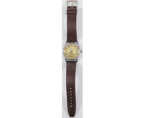 DI H marked Helvetia wristwatch. Serial DI353379H. Plated case with brushed finish, light plating wear on lugs, 33mm not incl