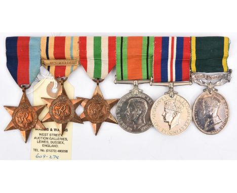 WWII medals to the Bradley-Cook family comprising: Six: 1939-45 star, Africa star with 1st Army clasp, Italy star, Defence, W