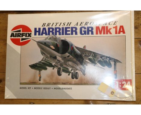 An impressively large Airfix British Aerospace Harrier GR Mk1A 1:24 scale unmade kit. Boxed, still sealed and wrapped in oute