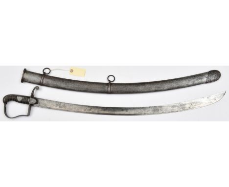 A 1796 pattern light cavalry trooper's sword of the 22nd Light Dragoons curved shallow fullered blade 32½”, etched on one sid