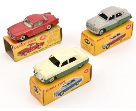 3 Dinky Toys. Ford Zephyr Saloon (162), in green &amp; cream. Vauxhall Cresta Saloon (164), in green &amp; grey. Plus Alfa Ro