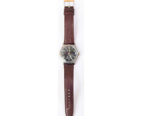 DH marked Helvetia wristwatch. Serial D200159H. Plated case with brushed finish, wear and pitting to plating, 33mm not includ
