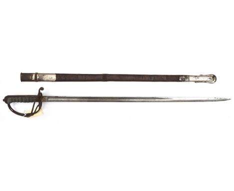 A late Vic officer's sword of The R Artillery, almost straight, fullered blade 32½”, by Robt Mole &amp; Sons, Birmingham, Mak