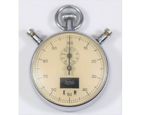 Hanhart rattrapante 100th minute timer. Chrome plated case, 50mm diameter, in excellent condition, dial marked Hanhart, anker