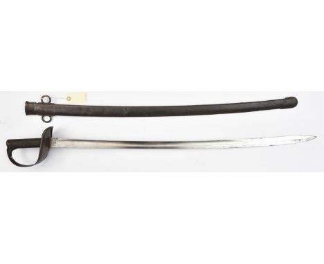 A P1885 cavalry trooper's sword,  slightly curved, fullered blade 34¾”, with flat back, DE at point, various stamps at forte 