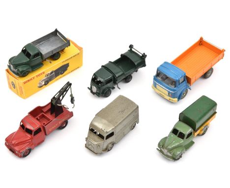 6 French Dinky Toys. Berliet GAK Tipper. Citroen H Series 1200Kg Van, Citroen Breakdown Truck, Ford Tipper Truck and a Ford R