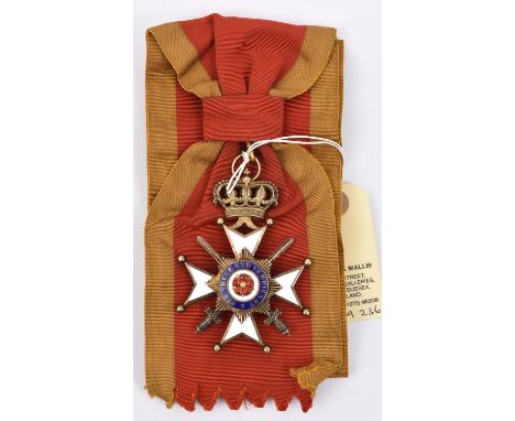 Germany-Lippe: Order of the Cross of the House of Lippe,  (founded 1869, now obsolete), sash and sash badge with swords, in g