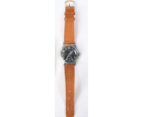 DH marked Helios wristwatch. Serial D 43876 H. Plated case with brushed finish, some wear to plating, 33mm without crown. Fix
