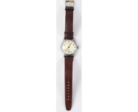 KM marked Festa wristwatch. Plated case, excellent condition, no wear to plating, 31mm not including crown. Fixed bars. Screw