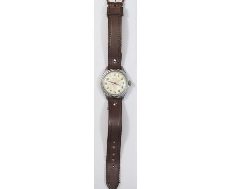 D.I.H marked Helvetia centre seconds wristwatch. Serial D.I.000747H. Plated case with snap back, some light wear to plating, 