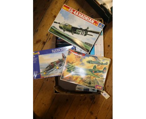 20 unmade plastic aircraft kits. By Revell,Italeri, Zvezda, Hasegawa, Master Modell, Hobby Craft, Maquette etc. Scales 1/24, 