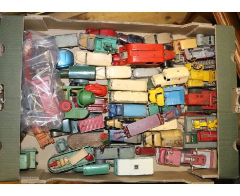 A quantity of Dinky Toys for Restoration. Including 2x double-deck buses, 2x Daimler ambulance, Bedford tipper, Riley, Commer