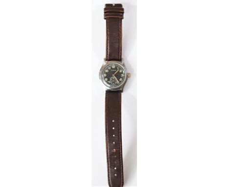 DH marked Civitas wristwatch. Serial D2735962H. Plated case, some wear and pitting to plating, 33mm without crown. Fixed bars