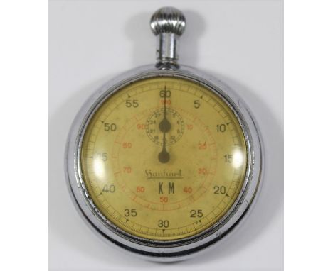 Hanhart Kriegsmarine 60 second stopwatch. Plated case, 51mm diameter, missing bow. Marked G.S on back. Dial marked with Hanha