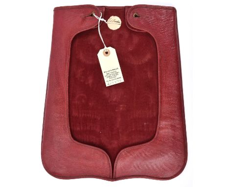 An officer's scarlet leather sabretache cover of the 8th (King's R Irish) Hussars,  red velvet lining with faint impression o