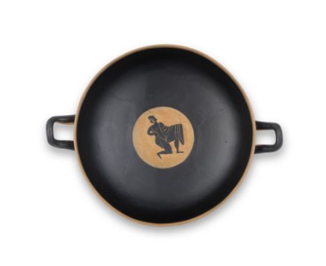  An Attic black-figure eye cup Attributed to the Leafless Group, circa 550-500 B.C.One side with a seated Dionysos between tw