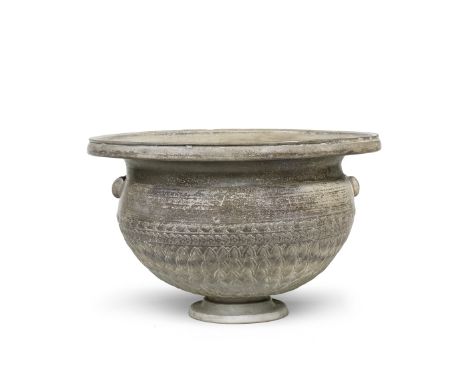  A large Megarian Ware pottery bowl Hellenistic Period, circa 2nd-1st Century B.C.The mould-made bowl of hemispherical form w
