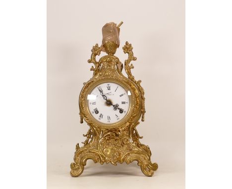 Lancini, 20th Century Rococo Style Mantle Clock. Enamel Dial marked for Lancini in script. Height: 33cm 