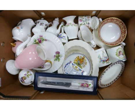 A Mixed Collection of Ceramic Items to include Wedgwood Pink Coffee Pot, Spode Mill Jug, Cauldon Small Plate, Boxed Aynsley K