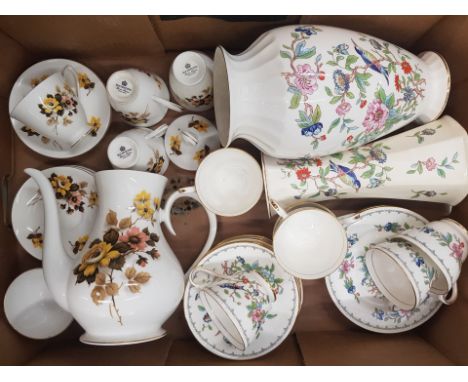 A mixed collection of ceramic items to include Aynsley vases, Aynsley Pembroke tea trios and a Richmond floral part coffee se